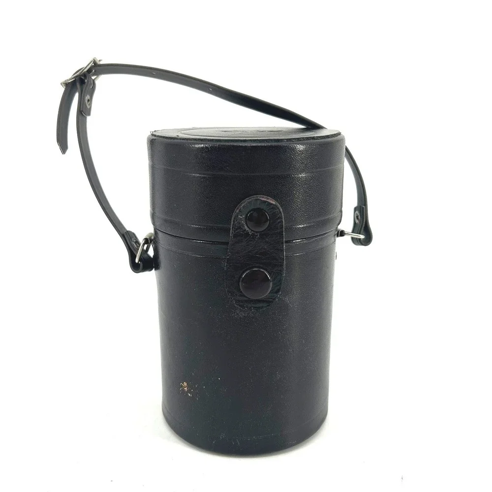 Vintage Vivitar Brown Leather Cylinder Camera Lens Case Red Velvet Lined USA